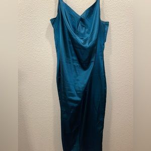 Mid silky teal blue dress